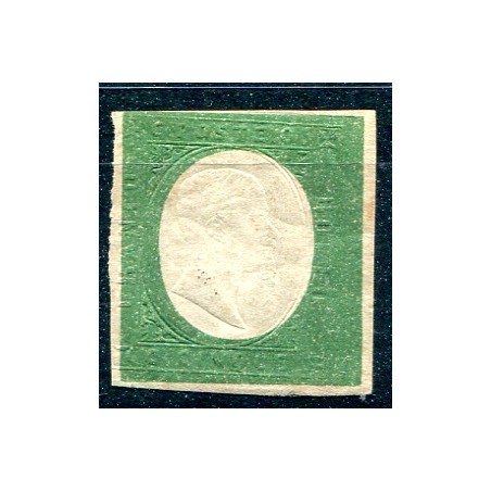 1854 Vitt. Emanuele 2° c.5 verde oliva a rilievo MH