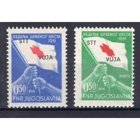 1951 Trieste "B" Pro Croce rossa, n.39/40 MNH Cat. 850