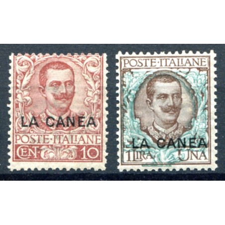 1905 La Canea Vitt. Emanuele 3°, soprastampati n.6+12 MNH.