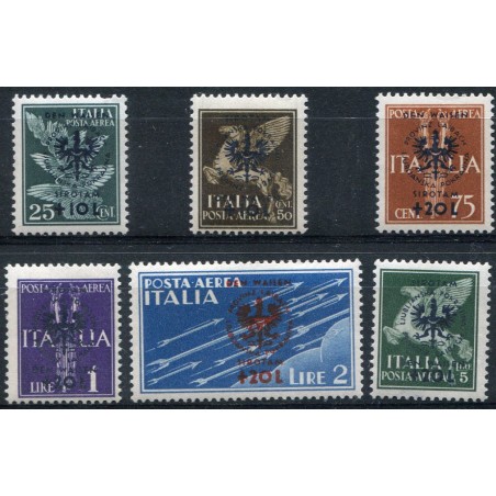 1944 Italia Posta Aerea Pro Orfani sovrastampati, n. 26/31MH Cat. 140