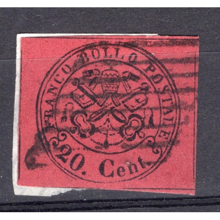 1867 Pontificio c. 20 rosso bruno, n.18 usato. Cat. 275
