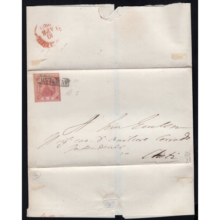 1860 Napoli lettera per Chieti con 2gr., 1° Tav. n.5. Firma Diena