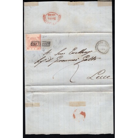 1858 Napoli lettera per Lecce tassata per 2gr.