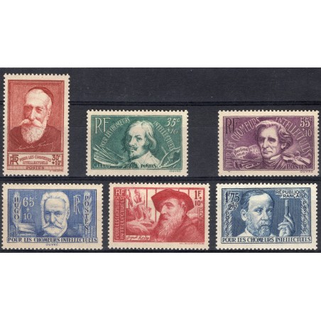 1938 Francia Pro intellettuali, 2° serie, n.380/85 MNH.