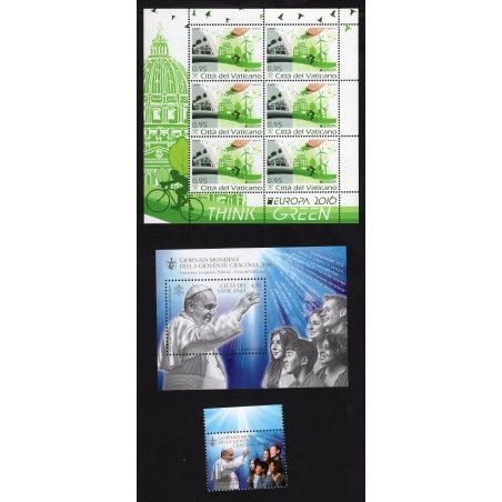 2016 Vaticano Minifoglio Europa + BF. 88 con francobollo Giornata della Gioventù MNH