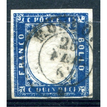 1863 ITALIA REGNO C.15 AZZURRO N.11 USATO H286