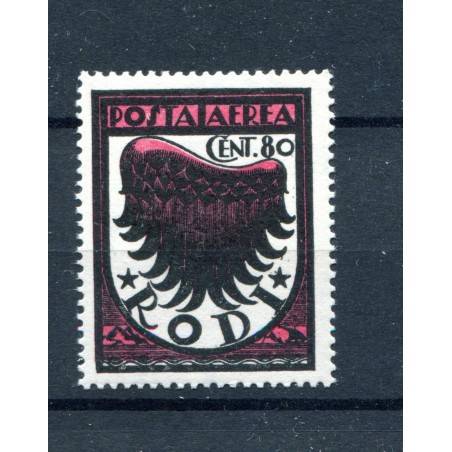 1934 EGEO ALA STILIZZATA C.80 FIL. CORONA CORICATA DENT. 14,1/4 MH CAT. 110 F468