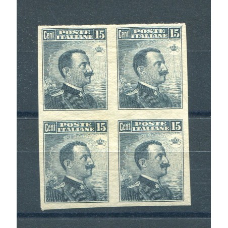 1911 Vittorio Emanuele 3° n. 96E non dentellato in quartina cat.480 mnh