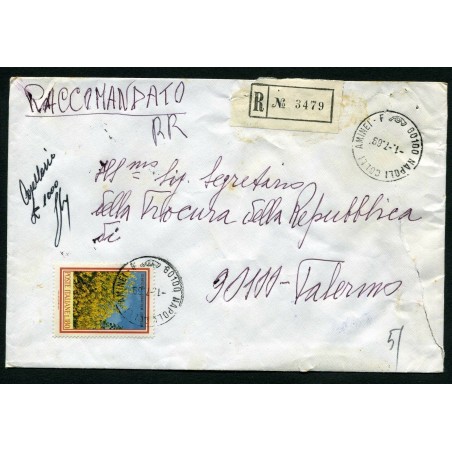 1969 ITALIA REPUBBLICA RACCOMANDATA DA NAPOLI A PALERMO GNT846