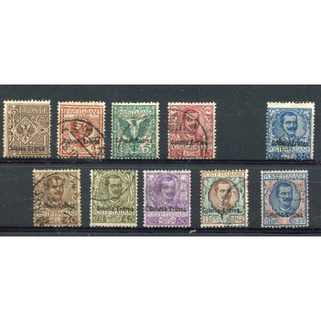 1903 Colonia Eritrea soprastampati n.19/21 -23/29 usati come in foto