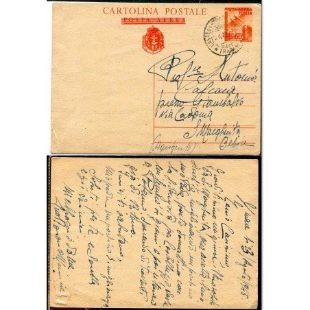 1945 Italia Luogotenenza P. Aerea cartolina soprastampata £.1,20 su c.60