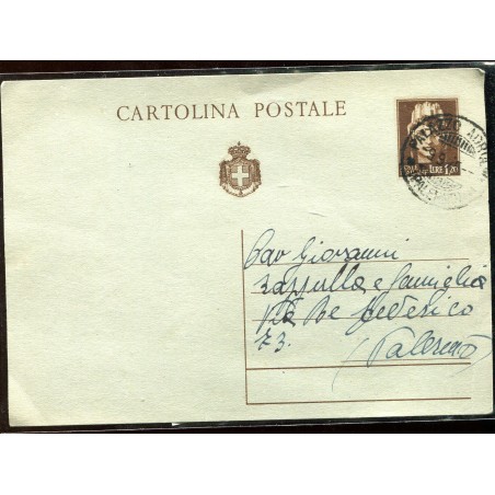 1945 Italia Luogotenenza cartolina postale £. 1,20 in Sicilia