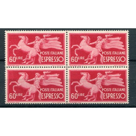 1946 Italia Repubblica Espresso £.60 n.31  mnh in quartina