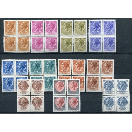 1968/69 ITALIA SIRACUSANA FLUORESCENTE IN QUARTINA UNIF. N.1067/84 MNH  MNT456